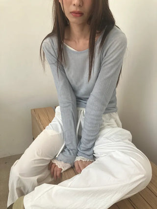 See-through Delicate Ribbed Tee