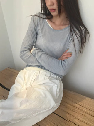See-through Delicate Ribbed Tee