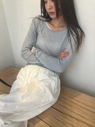 See-through Delicate Ribbed Tee