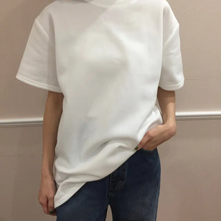 Cozy Fleece-Lined Basic Tee  Daily Loose Fit T-shirt