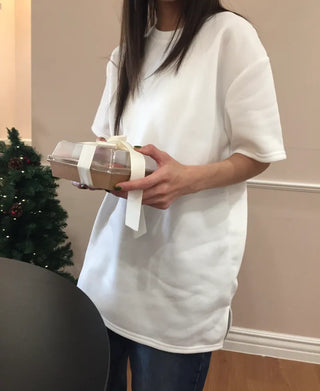 Cozy Fleece-Lined Basic Tee  Daily Loose Fit T-shirt