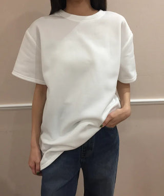 Cozy Fleece-Lined Basic Tee  Daily Loose Fit T-shirt