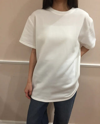 Cozy Fleece-Lined Basic Tee  Daily Loose Fit T-shirt