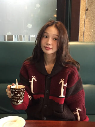 Spring Color-Block Knit Cardigan Loose Fit  Delicate Mood Daily Look
