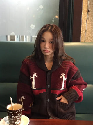 Spring Color-Block Knit Cardigan Loose Fit  Delicate Mood Daily Look