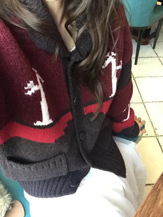 Spring Color-Block Knit Cardigan Loose Fit  Delicate Mood Daily Look