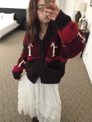 Spring Color-Block Knit Cardigan Loose Fit  Delicate Mood Daily Look