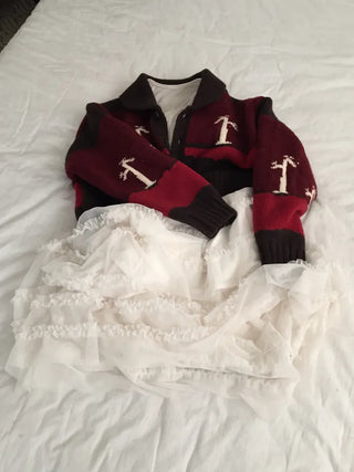 Spring Color-Block Knit Cardigan Loose Fit  Delicate Mood Daily Look