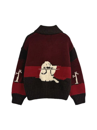 Spring Color-Block Knit Cardigan Loose Fit  Delicate Mood Daily Look