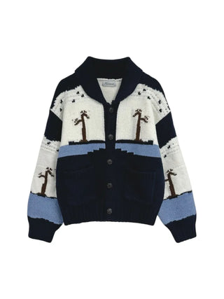 Spring Color-Block Knit Cardigan Loose Fit  Delicate Mood Daily Look