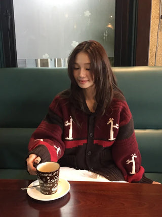 Spring Color-Block Knit Cardigan Loose Fit  Delicate Mood Daily Look