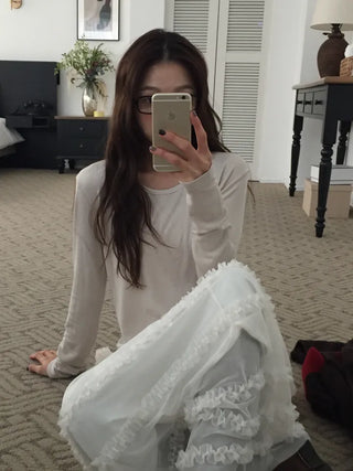 Spring Ribbed Slim Fit T-shirt  Delicate Daily Look