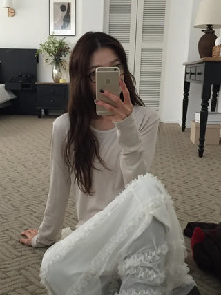 Spring Ribbed Slim Fit T-shirt  Delicate Daily Look