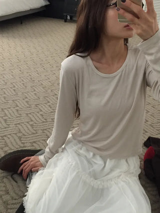 Spring Ribbed Slim Fit T-shirt  Delicate Daily Look