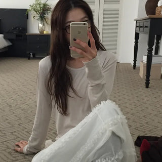 Spring Ribbed Slim Fit T-shirt  Delicate Daily Look