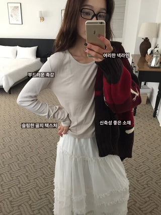 Spring Ribbed Slim Fit T-shirt  Delicate Daily Look
