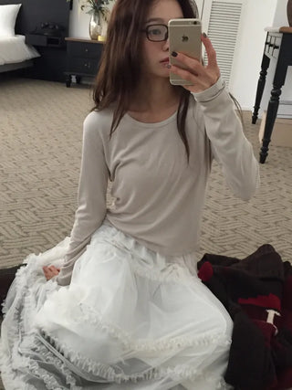 Spring Ribbed Slim Fit T-shirt  Delicate Daily Look