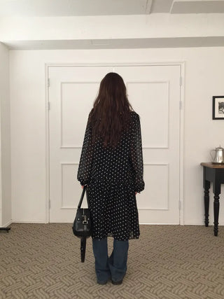 Chiffon Polka Dot Dress, Delicate Fit, Long Length  Date Look