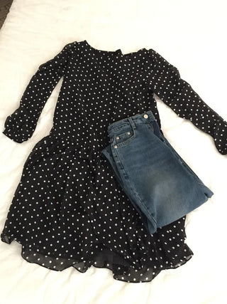Chiffon Polka Dot Dress, Delicate Fit, Long Length  Date Look