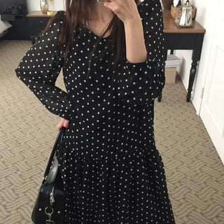 Chiffon Polka Dot Dress, Delicate Fit, Long Length  Date Look