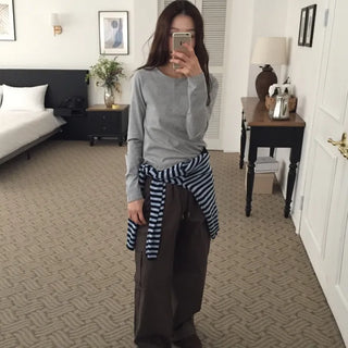 Spring Cotton Long-Sleeve T-Shirt Slim Fit  Delicate Mood Daily Look