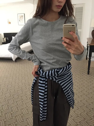 Spring Cotton Long-Sleeve T-Shirt Slim Fit  Delicate Mood Daily Look