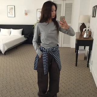 Spring Cotton Long-Sleeve T-Shirt Slim Fit  Delicate Mood Daily Look