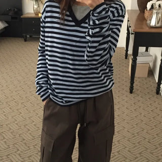 Spring Striped Knit Loose Fit  Delicate Mood Daily Look