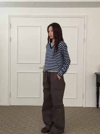 Spring Striped Knit Loose Fit  Delicate Mood Daily Look