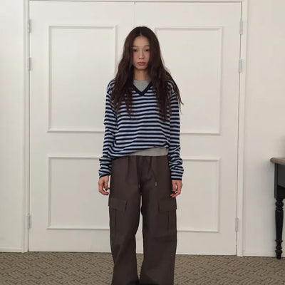 Four Seasons Cotton Cargo Pants High-Waisted Wide Fit  Street Look