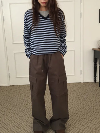 Four Seasons Cotton Cargo Pants High-Waisted Wide Fit  Street Look
