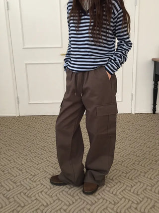 Four Seasons Cotton Cargo Pants High-Waisted Wide Fit  Street Look