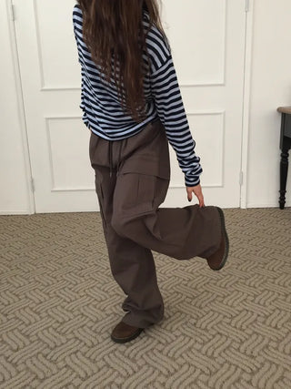 Four Seasons Cotton Cargo Pants High-Waisted Wide Fit  Street Look