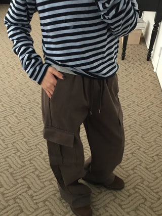Four Seasons Cotton Cargo Pants High-Waisted Wide Fit  Street Look