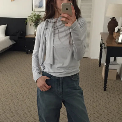 Spring Tie-Neck Slim Fit T-Shirt  Delicate Daily Look