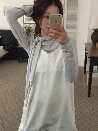 Spring Tie-Neck Slim Fit T-Shirt  Delicate Daily Look