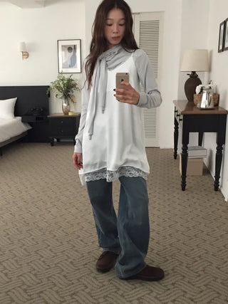 Spring Tie-Neck Slim Fit T-Shirt  Delicate Daily Look