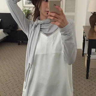 Spring Tie-Neck Slim Fit T-Shirt  Delicate Daily Look