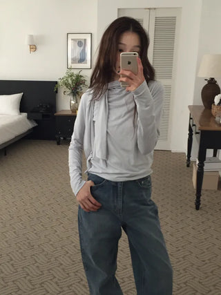 Spring Tie-Neck Slim Fit T-Shirt  Delicate Daily Look