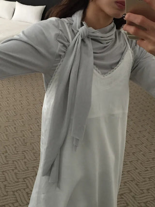 Spring Tie-Neck Slim Fit T-Shirt  Delicate Daily Look