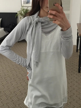 Spring Tie-Neck Slim Fit T-Shirt  Delicate Daily Look