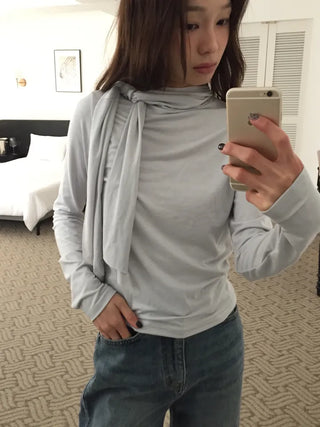 Spring Tie-Neck Slim Fit T-Shirt  Delicate Daily Look