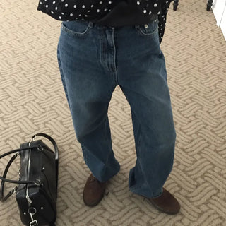 Four Seasons Denim Wide Pants Long Length  Jeans Casual Chic Look