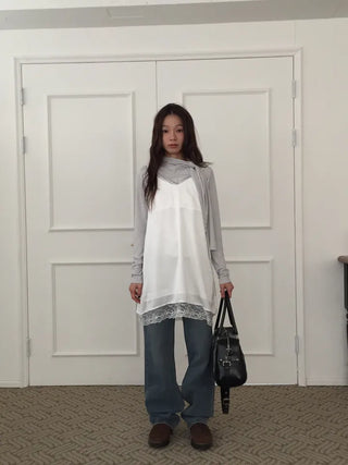 Four Seasons Denim Wide Pants Long Length  Jeans Casual Chic Look