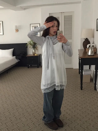 Four Seasons Denim Wide Pants Long Length  Jeans Casual Chic Look