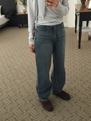 Four Seasons Denim Wide Pants Long Length  Jeans Casual Chic Look