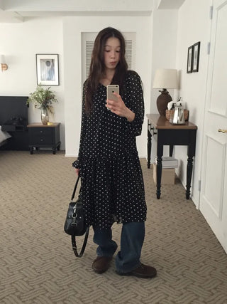 Four Seasons Denim Wide Pants Long Length  Jeans Casual Chic Look