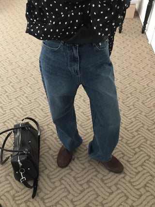 Four Seasons Denim Wide Pants Long Length  Jeans Casual Chic Look