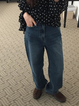 Four Seasons Denim Wide Pants Long Length  Jeans Casual Chic Look