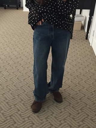 Four Seasons Denim Wide Pants Long Length  Jeans Casual Chic Look